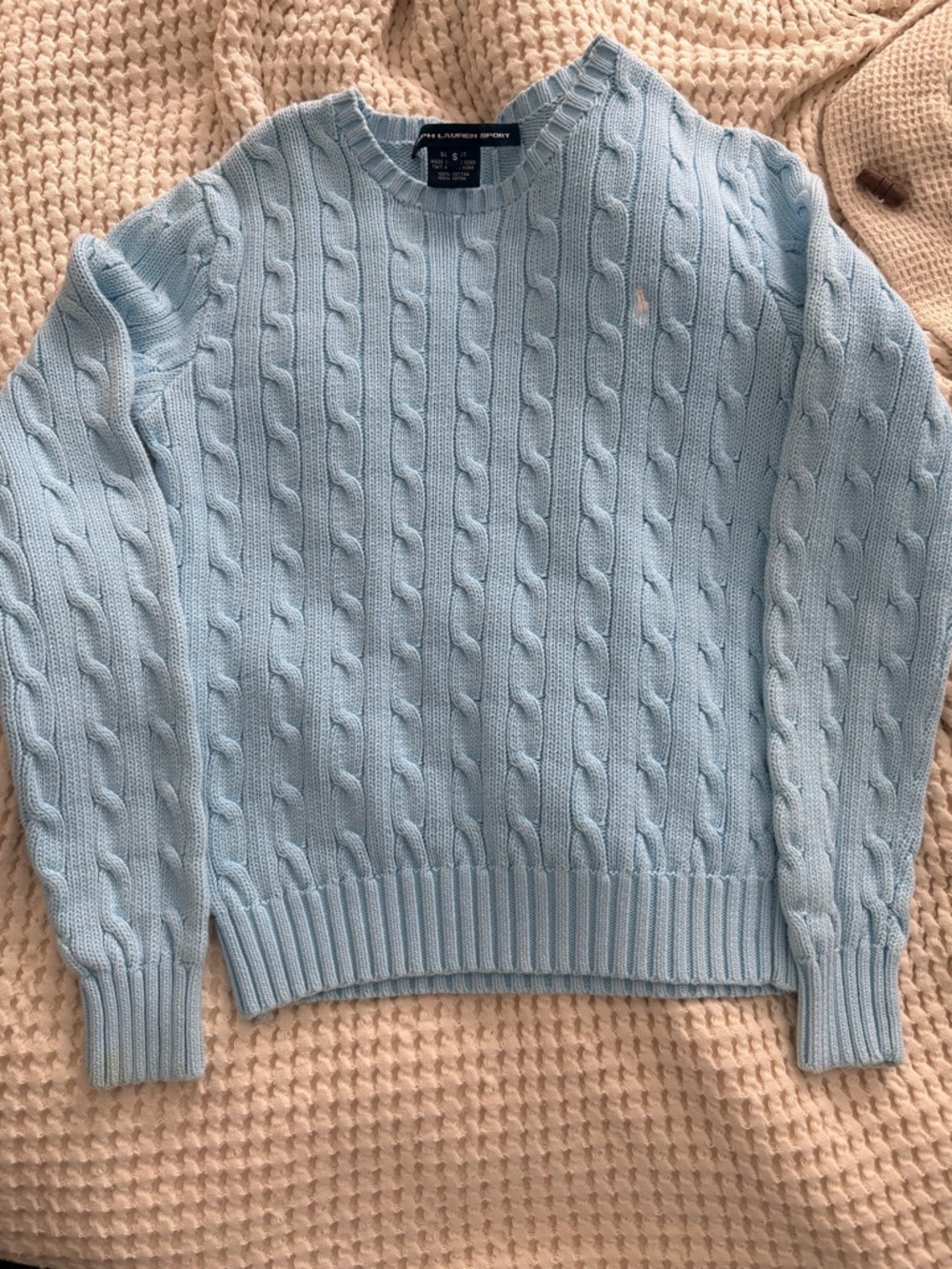 Ralph Lauren Sport Baby Blue Cable Knit Sweater